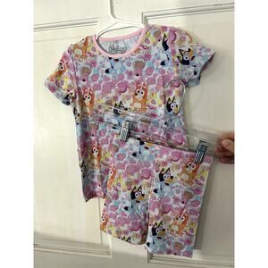 Bluey Bubble Gum Bamboo Short Set Girls 4T